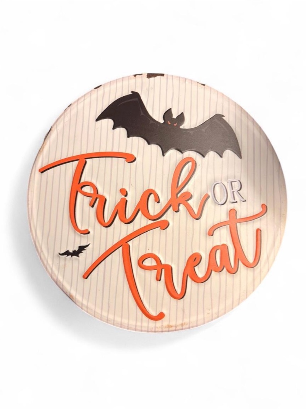Trick or Treat Round Halloween Sign  - Orange & Black